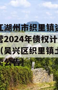 浙江湖州市织里镇资产经营2024年债权计划（吴兴区织里镇土地拍卖公告）