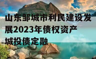 山东邹城市利民建设发展2023年债权资产城投债定融