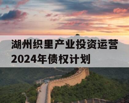 湖州织里产业投资运营2024年债权计划