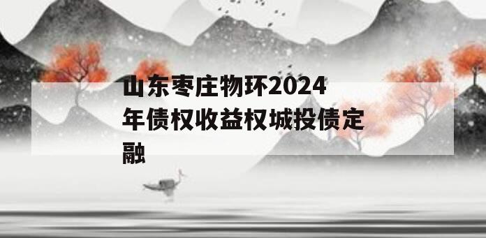 山东枣庄物环2024年债权收益权城投债定融