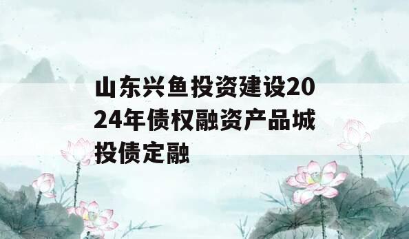 山东兴鱼投资建设2024年债权融资产品城投债定融