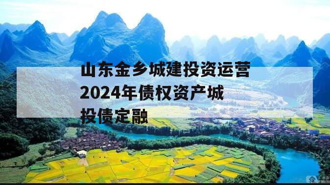 山东金乡城建投资运营2024年债权资产城投债定融