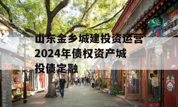 山东金乡城建投资运营2024年债权资产城投债定融