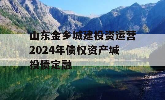 山东金乡城建投资运营2024年债权资产城投债定融