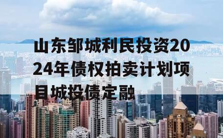 山东邹城利民投资2024年债权拍卖计划项目城投债定融