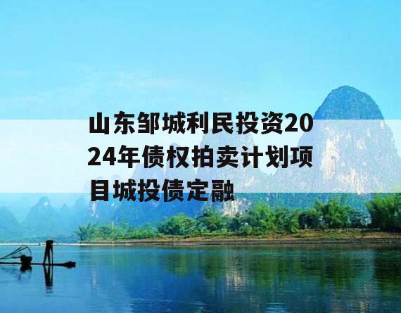 山东邹城利民投资2024年债权拍卖计划项目城投债定融