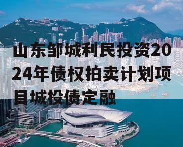 山东邹城利民投资2024年债权拍卖计划项目城投债定融