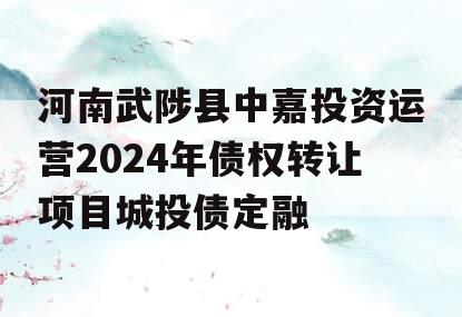 河南武陟县中嘉投资运营2024年债权转让项目城投债定融