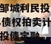 山东邹城利民投资2024年债权拍卖计划项目城投债定融