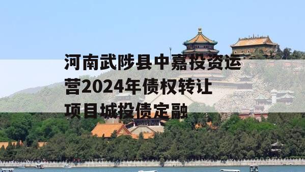 河南武陟县中嘉投资运营2024年债权转让项目城投债定融