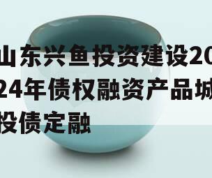 山东兴鱼投资建设2024年债权融资产品城投债定融